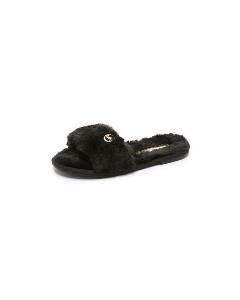 michael kors faux fur black sandels